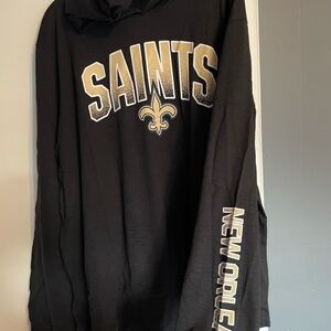 NWT Fanatics NFL Black and Gold Saints Long Sleeve Tee hooded